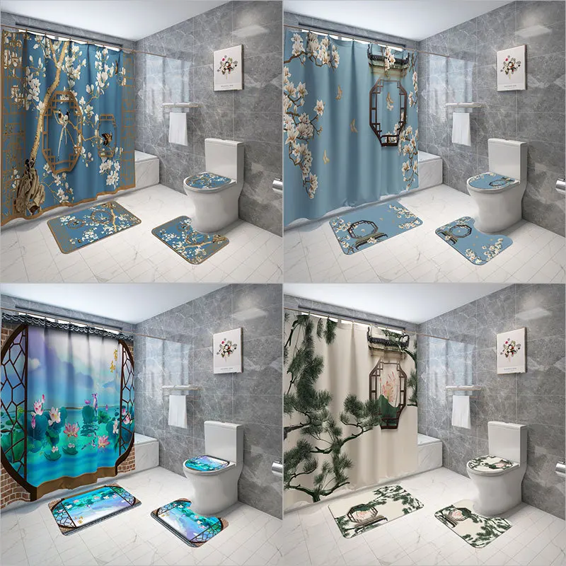 Zeegle 3D Printing Bath Mat and Waterproof Shower Curtain Bathroom Carpet Toilet Seat Cover Mat Anti-Slip Foot Rugs Set
Zeegle 3D Printing Bath Mat and Waterproof Shower Curtain Bathroom Carpet Toilet Seat Cover Mat Anti-Slip Foot Rugs Set