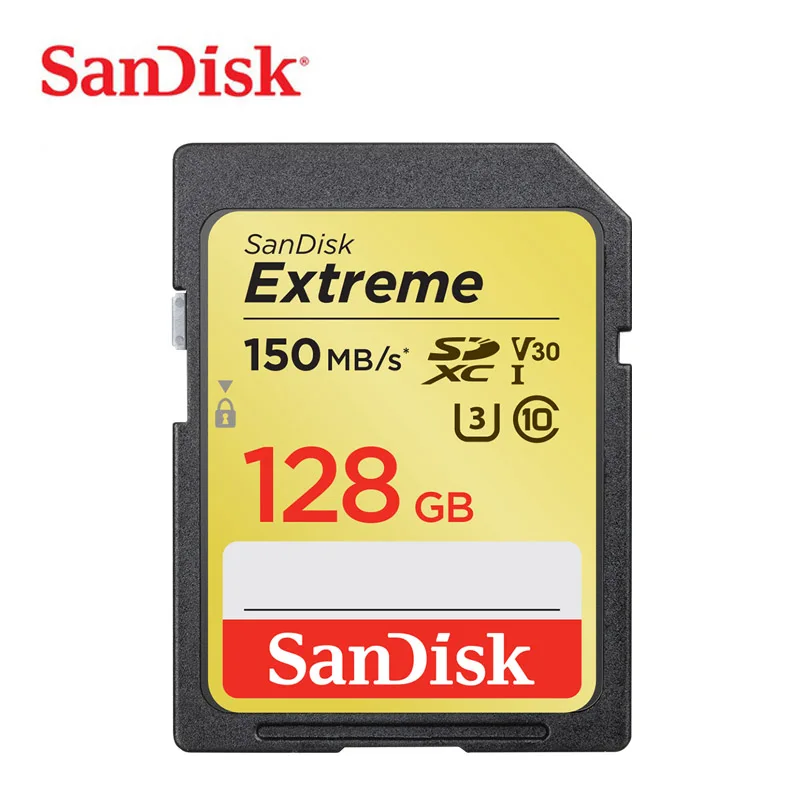 SanDisk Original Extreme 32 Гб U3 SDcard 64 128 ГБ 256 SD карта SDXC Class10 V10 памяти для 1080p 3D 4K видеокамеры |