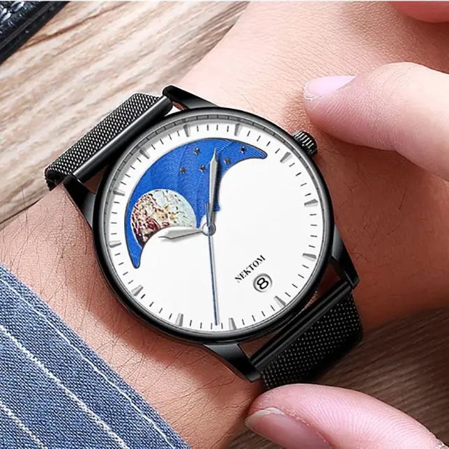 NEKTOM 8197 Men's Watches Mesh Band Waterproof Wrist Men Quartz Sports Watch Luxury Calendar Moon Phase Clock Relogio Masculino
NEKTOM 8197 Men's Watches Mesh Band Waterproof Wrist Men Quartz Sports Watch Luxury Calendar Moon Phase Clock Relogio Masculino