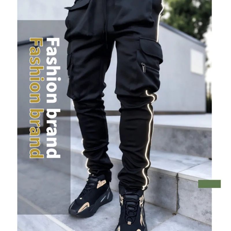 New men's sports pants summer Multi Pocket overalls fitness jogging sports reflective strip straight men's pants
New men's sports pants summer Multi Pocket overalls fitness jogging sports reflective strip straight men's pants