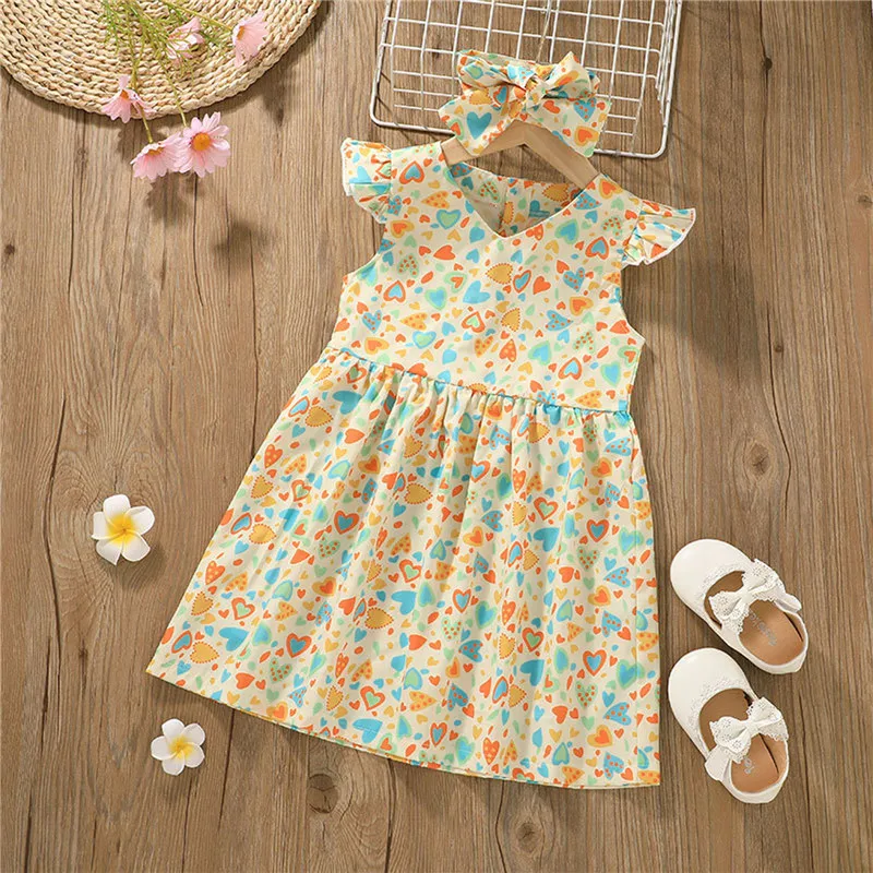2021 New Style Girl’s Fly Sleeve Dress and Headband Fashion Heart Printing A-line Princess Party Dress Girl's Clothes
2021 New Style Girl’s Fly Sleeve Dress and Headband Fashion Heart Printing A-line Princess Party Dress Girl's Clothes