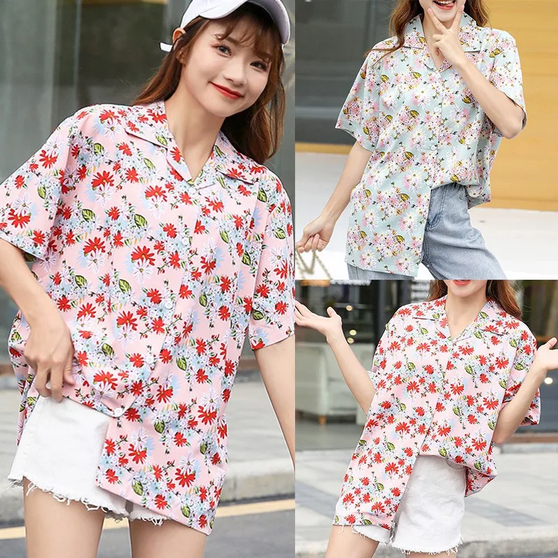 Floral Design Loose Short-Sleeved Shirts Loose Simple Basic Top Women's Blouses Summer Korean Style Retro Blouse Wild Shirt
Floral Design Loose Short-Sleeved Shirts Loose Simple Basic Top Women's Blouses Summer Korean Style Retro Blouse Wild Shirt