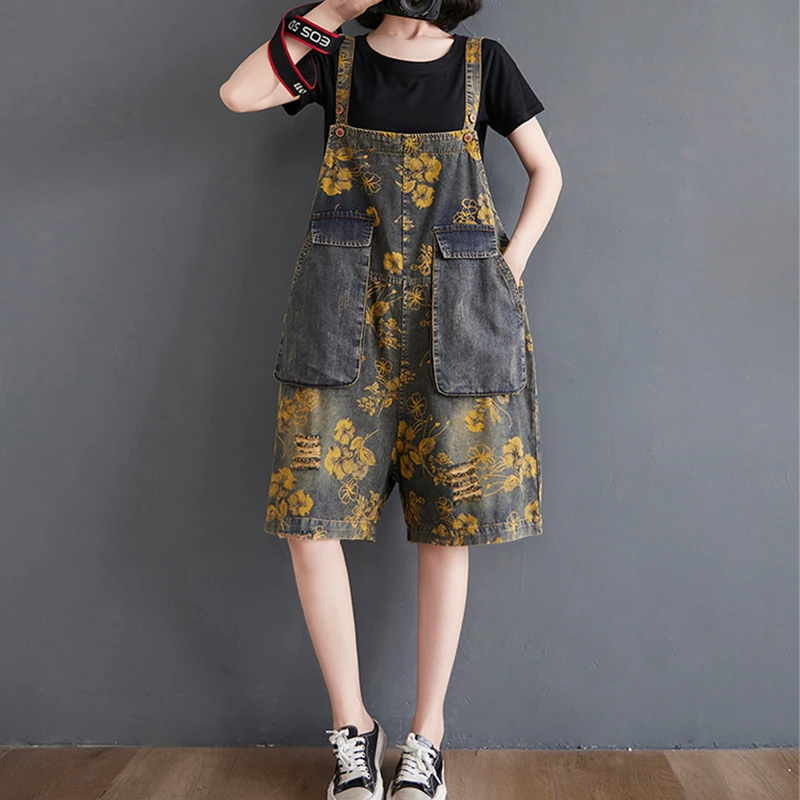Harajuku Oversized Jeans Playsuits Women Floral Printed Denim Thin Romper Big Pocket Spaghetti Strap Loose Casual Overall Summer
Harajuku Oversized Jeans Playsuits Women Floral Printed Denim Thin Romper Big Pocket Spaghetti Strap Loose Casual Overall Summer