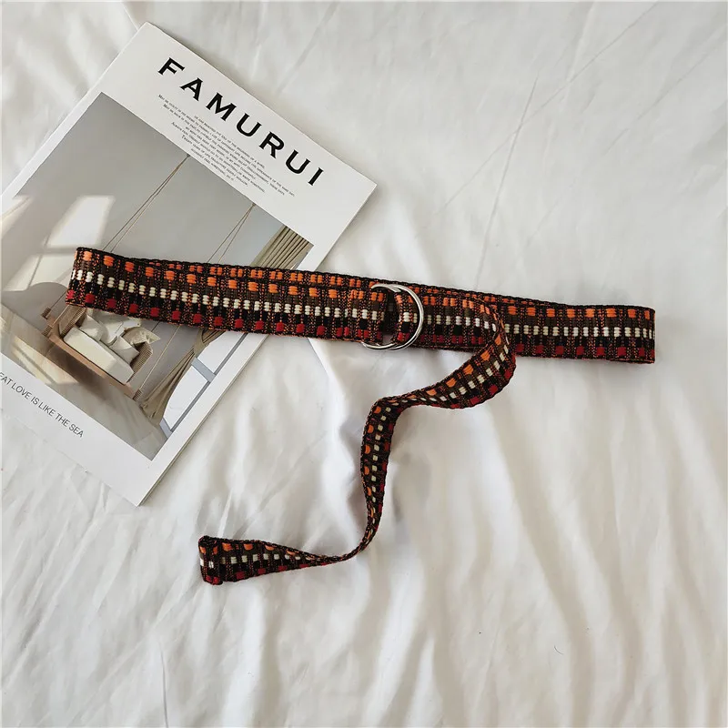 Canvas Belt Ethnic Style Belt for Young Students Korean Style Double Ring Buckle Jeans Strap Simple Hong Kong Style Woven Belt 
Canvas Belt Ethnic Style Belt for Young Students Korean Style Double Ring Buckle Jeans Strap Simple Hong Kong Style Woven Belt