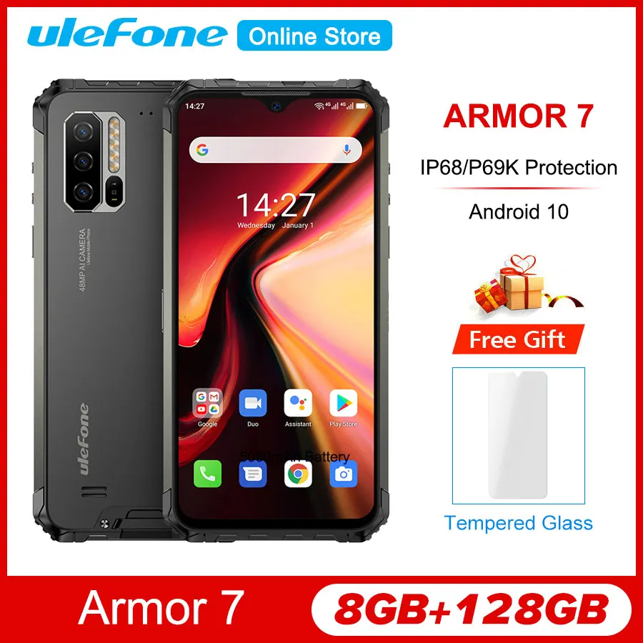 Ulefone Power 7 6 3 ''FHD + IP68/IP69K Прочный Android 10 Helio P90 8GB 128GB смартфон 2 4G/5G 48MP 4G 5000 мАч NFC