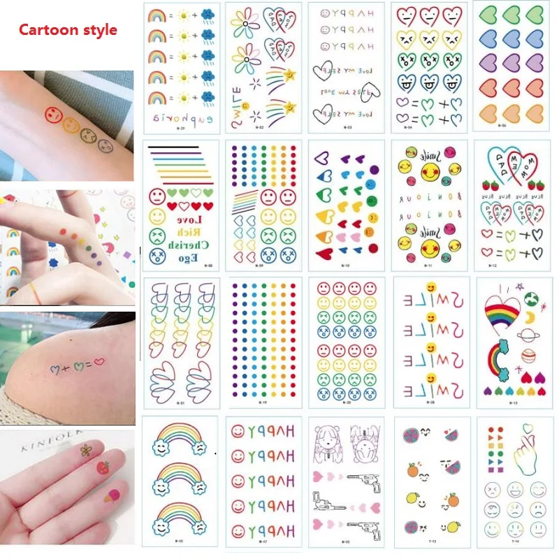 30pcs/Lot Ins Small Cartoon Series Tattoo Sticker Letter Temporary Cute Colorful Rainbow Face Tattoo Body Art Hand For Children
30pcs/Lot Ins Small Cartoon Series Tattoo Sticker Letter Temporary Cute Colorful Rainbow Face Tattoo Body Art Hand For Children