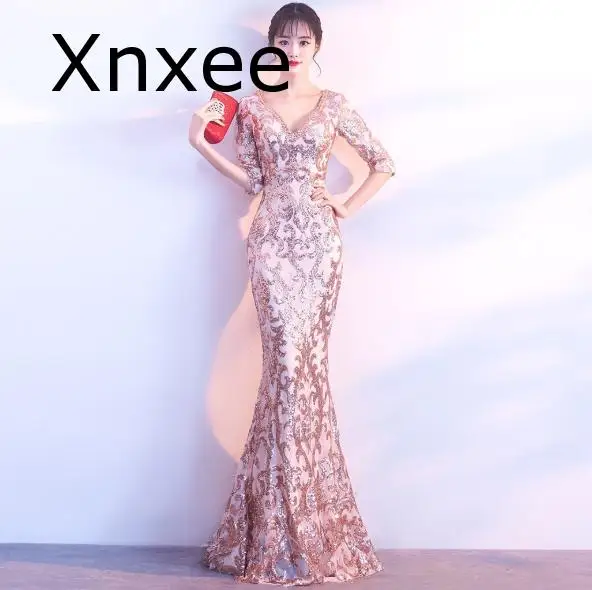 Xnxee v-образным вырезом прозрачная кофта с блестками вечерние платье с рукавом до локтя, бусины Формальные Длинные платья Vestido Де Новия
Xnxee v-образным вырезом прозрачная кофта с блестками вечерние платье с рукавом до локтя, бусины Формальные Длинные платья Vestido Де Новия