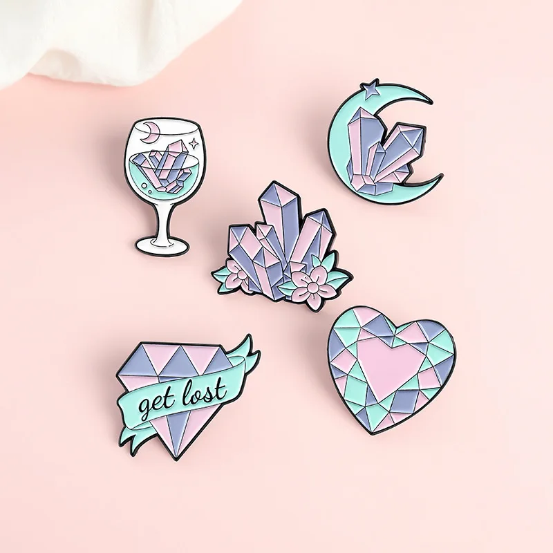 Pink Crystal Shape Enamel Pins Moon Heart Goblet Brooches Backpack Badges Accessories Gifts For Women Men Custom Jewely
Pink Crystal Shape Enamel Pins Moon Heart Goblet Brooches Backpack Badges Accessories Gifts For Women Men Custom Jewely