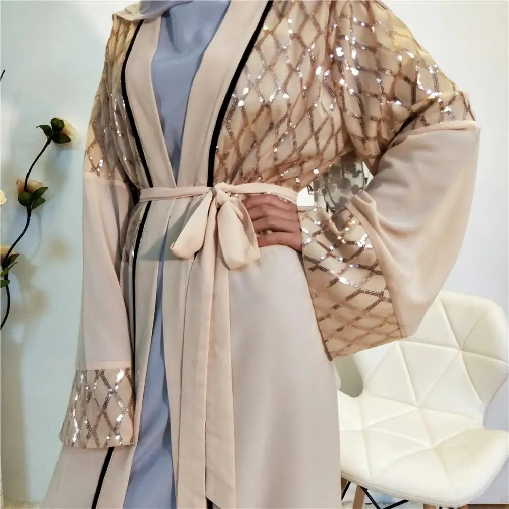 New Arrival High Quality Shining Sequin And Chiffon Dress Muslim Abaya Open Dubai Middle East Fashion Ladies Style
New Arrival High Quality Shining Sequin And Chiffon Dress Muslim Abaya Open Dubai Middle East Fashion Ladies Style