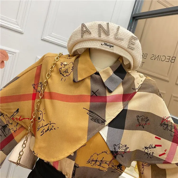 Female Spring Street Blouse Shirts Vintage Oversized Plaid Chiffon Tunic Shirt for Women Casual British styleTops
Female Spring Street Blouse Shirts Vintage Oversized Plaid Chiffon Tunic Shirt for Women Casual British styleTops