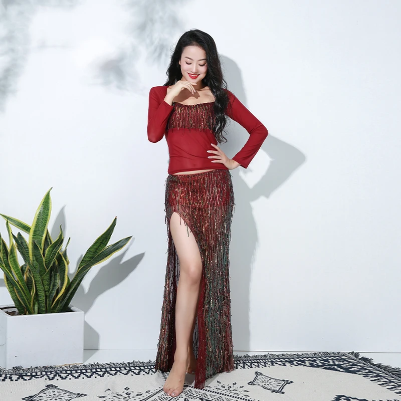 Shiny Belly Dance Clothes For Women Sequins Stage Costume Sexy Belly Practice Wear Long Skirt Set Mesh Indian Clothing JL1835
Shiny Belly Dance Clothes For Women Sequins Stage Costume Sexy Belly Practice Wear Long Skirt Set Mesh Indian Clothing JL1835