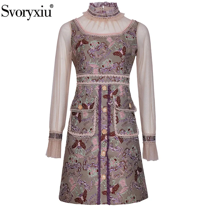 Svoryxiu 2021 New Designer Summer Fashion Short Dress Women's Mesh Transparent Sleeve Print Jacquard Single-Breasted Dresses
Svoryxiu 2021 New Designer Summer Fashion Short Dress Women's Mesh Transparent Sleeve Print Jacquard Single-Breasted Dresses