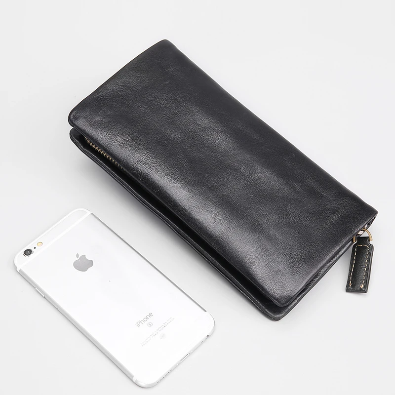 Clutch Bag Men Genuine Leather Top Cowhide Zipper Long Wallets Male Casual Phone Purses Big Capacity Money Credit Card Purse | Багаж и