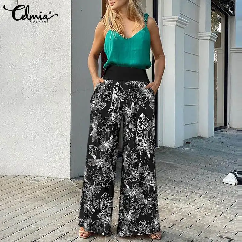 Summer Women Wide Leg Pants Celmia Vintage Floral Print Casual Loose Pocket Long Trouser Fashion High Waist Pantalon
Summer Women Wide Leg Pants Celmia Vintage Floral Print Casual Loose Pocket Long Trouser Fashion High Waist Pantalon