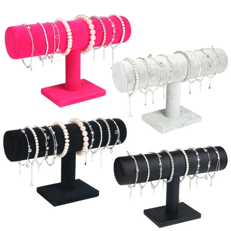 Single Tier Velvet Bracelet Chain Watch T-Bar Rack Jewelry Hard Display Stand Holder Organizer High QualityDisplay | Украшения и