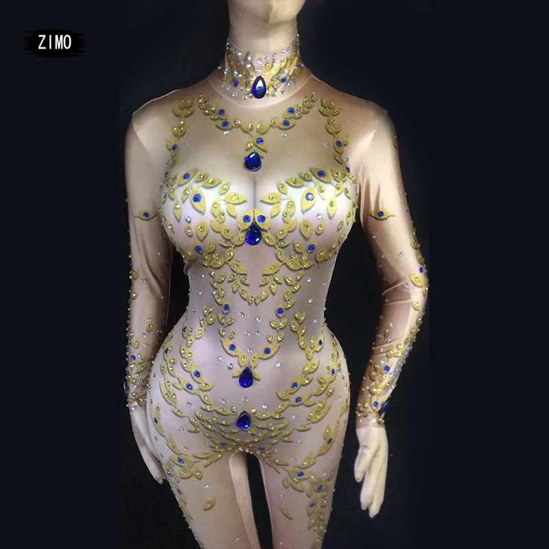 Skinny Gold Rhinestone jumpsuit sexy Singer Dancer Costume One-piece Bodysuit Nightclub Women Oufit Party Nude jumpsuit fashion
Skinny Gold Rhinestone jumpsuit sexy Singer Dancer Costume One-piece Bodysuit Nightclub Women Oufit Party Nude jumpsuit fashion