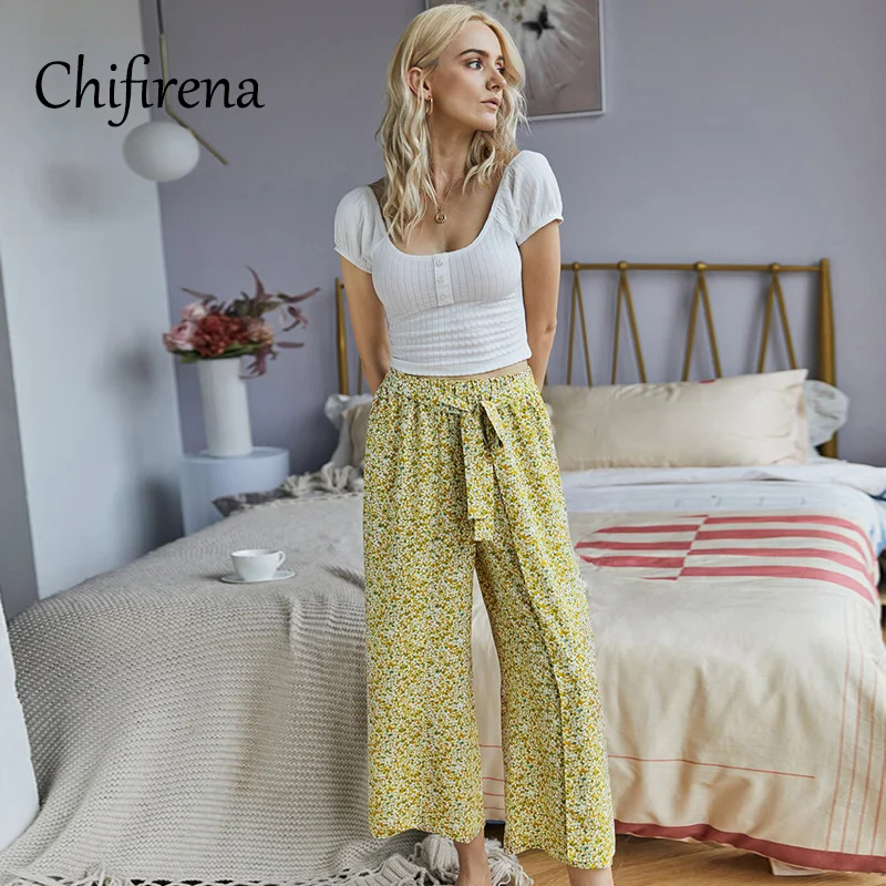 Chifirena High Waist Floral Print Pants Women Belt Wide Leg Summer Beach Vacation Trousers Female Casual Loose Pant Woman
Chifirena High Waist Floral Print Pants Women Belt Wide Leg Summer Beach Vacation Trousers Female Casual Loose Pant Woman