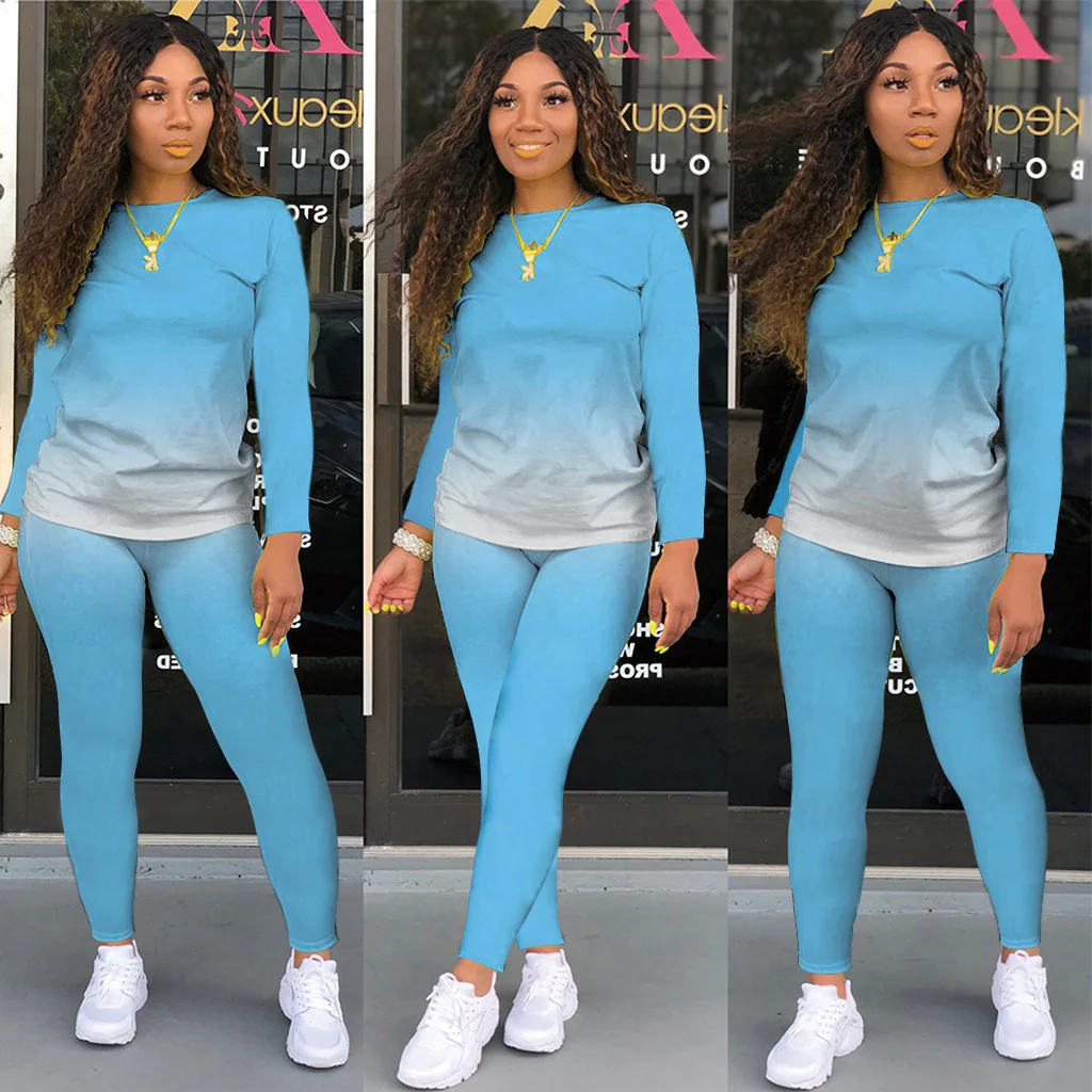 Tweedelige Vrouw Set Outfit Jogger Pak Gradint Lange Mouw Trui T-Shirts Tops + Broek Leggings Casual Trainingspak Zweetkostuums
Tweedelige Vrouw Set Outfit Jogger Pak Gradint Lange Mouw Trui T-Shirts Tops + Broek Leggings Casual Trainingspak Zweetkostuums