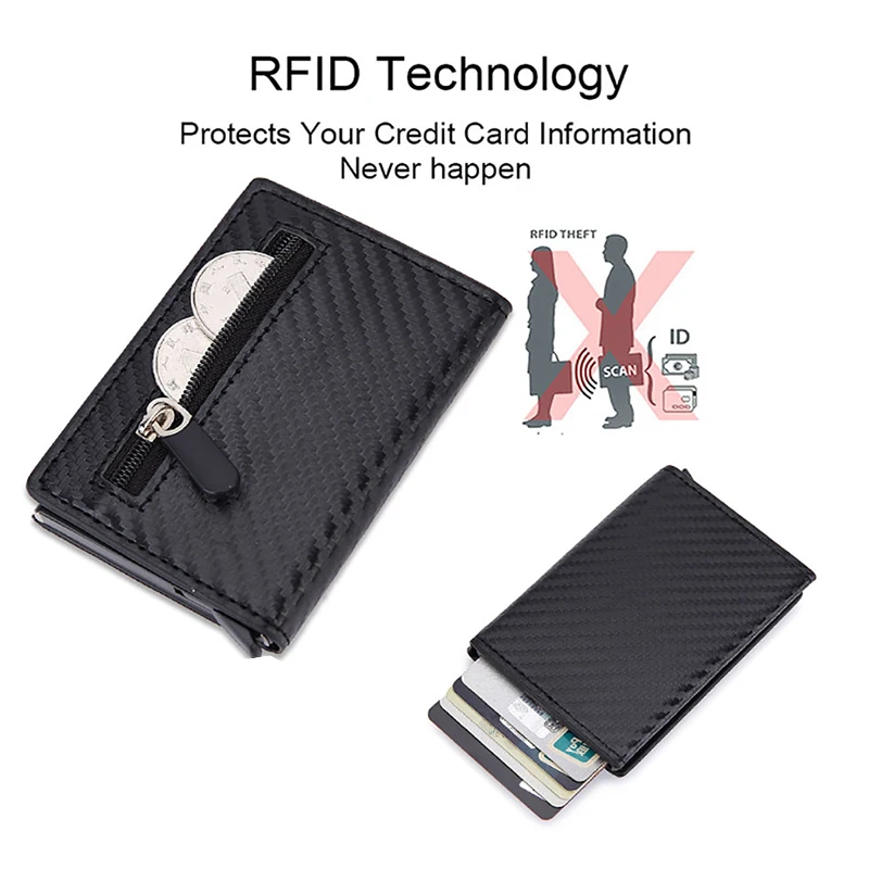 Men Leather Wallet Anti Rfid id Card Holder Case Women Mini Carbon Credit Card Holder With Zipper Coin Purse
Men Leather Wallet Anti Rfid id Card Holder Case Women Mini Carbon Credit Card Holder With Zipper Coin Purse