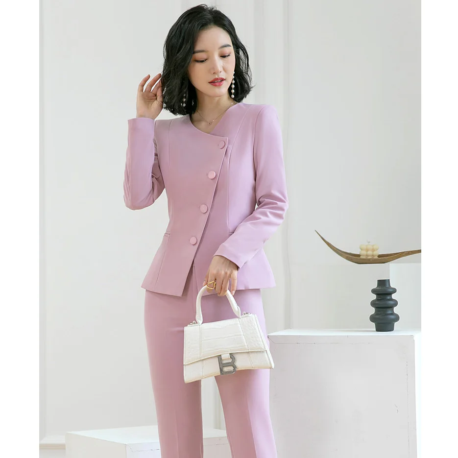 Fashion Blazer Women Business Suits with Pant and Jacket Sets Pink Ladies Work Office Uniform Styles Pantsuits
Fashion Blazer Women Business Suits with Pant and Jacket Sets Pink Ladies Work Office Uniform Styles Pantsuits