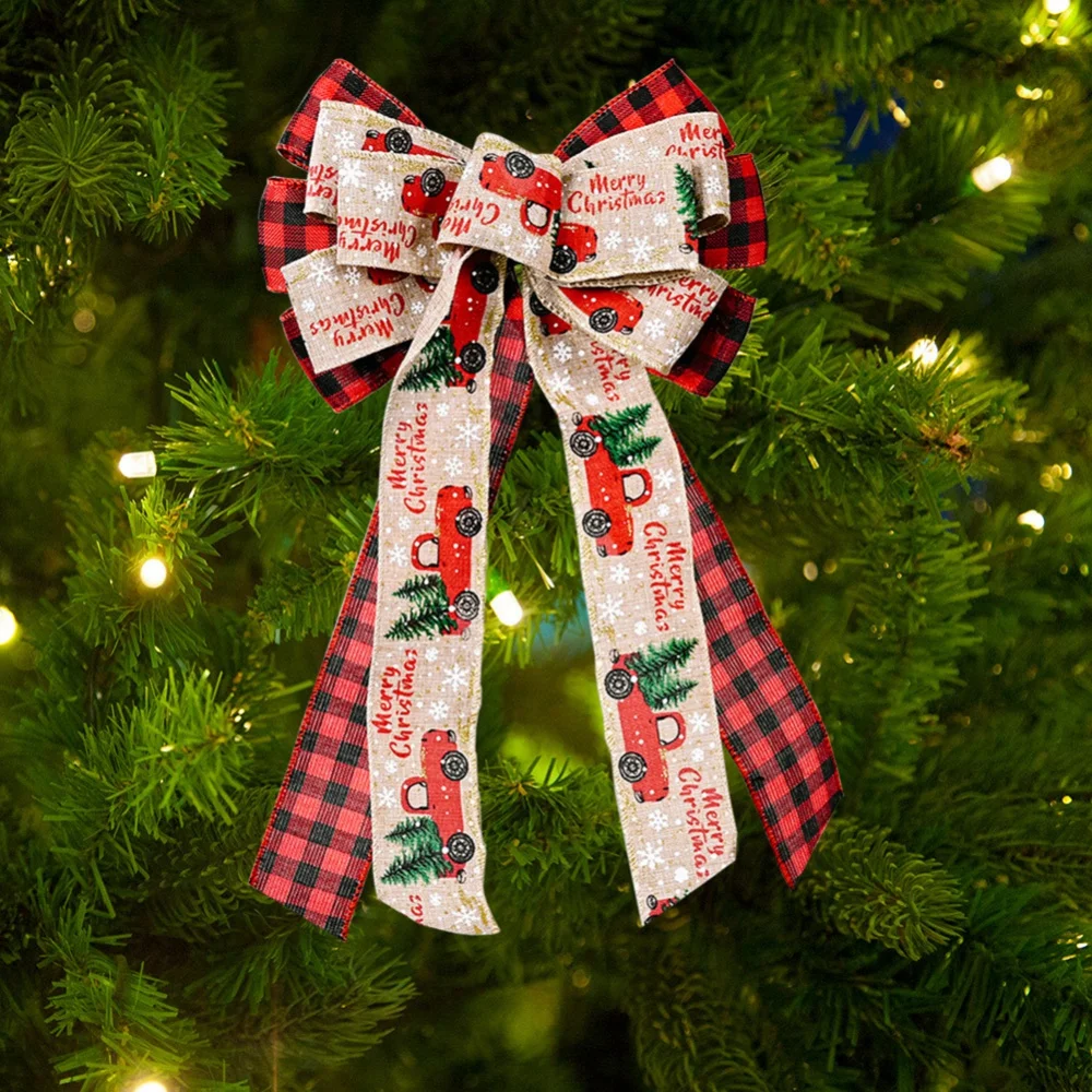 Plaid Artificial Linen Ribbon Bow Christmas Ornaments Christmas Tree Decoration Party Family Party Decoration 
Plaid Artificial Linen Ribbon Bow Christmas Ornaments Christmas Tree Decoration Party Family Party Decoration