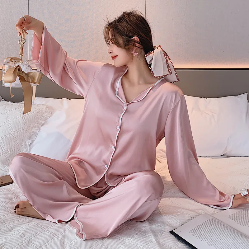 Women Sleepwear Sleep Suit Satin 2PCS Shirt&Pants PJS Set Nightwear Lounge Wear Casual Pajamas Summer Soft Lingerie Pijamas
Women Sleepwear Sleep Suit Satin 2PCS Shirt&Pants PJS Set Nightwear Lounge Wear Casual Pajamas Summer Soft Lingerie Pijamas