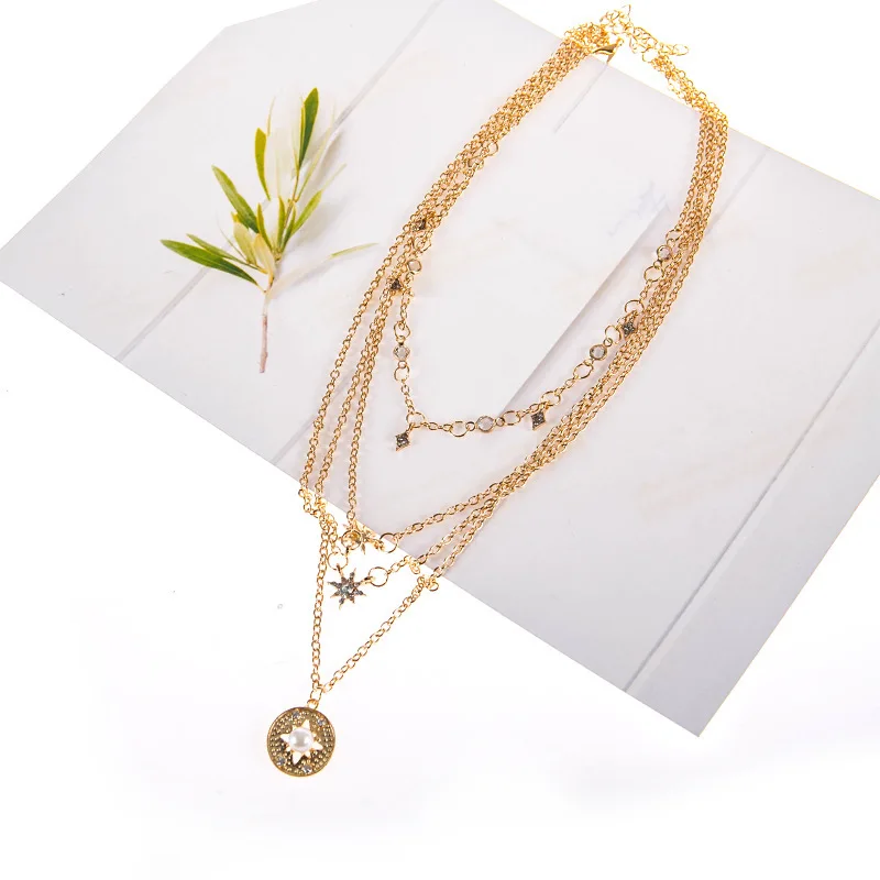 Fashion New Pendant Multi Layer Necklace Lady Crystal Star Star Light Multi Layer Necklace Cross-border Jewelry Wholesale
Fashion New Pendant Multi Layer Necklace Lady Crystal Star Star Light Multi Layer Necklace Cross-border Jewelry Wholesale