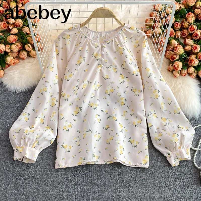 2021 New Spring Autumn Sweet versatile O-neck Lantern Sleeve Shirt single breasted high waist floral print loose Shirt Top
2021 New Spring Autumn Sweet versatile O-neck Lantern Sleeve Shirt single breasted high waist floral print loose Shirt Top