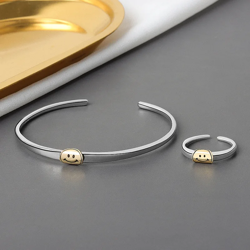 925 Sterling Silver Female Fashion Jewelry Sets Korean Style Simple Smiley Female Open Jewelry Bracelet Bangle for Women Girl
925 Sterling Silver Female Fashion Jewelry Sets Korean Style Simple Smiley Female Open Jewelry Bracelet Bangle for Women Girl