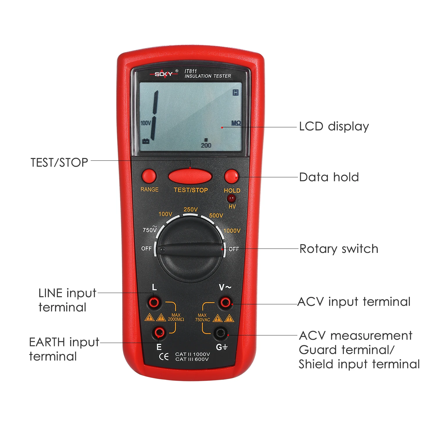 Insulation Resistance Meter Digital Megger Ohmmeter Handheld Insulation Tester 1M-20G Auto-Ranging Insulation Measurement
Insulation Resistance Meter Digital Megger Ohmmeter Handheld Insulation Tester 1M-20G Auto-Ranging Insulation Measurement