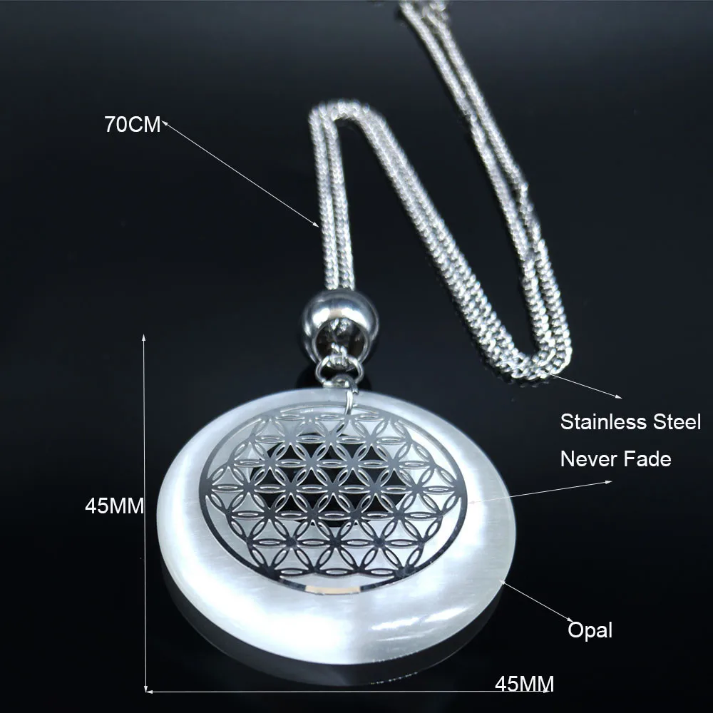 Stainless Steel Opal Long Necklaces & Pendants Women Silver Color Flower of Life Statement Necklace jewelry bijoux femme N20222
Stainless Steel Opal Long Necklaces & Pendants Women Silver Color Flower of Life Statement Necklace jewelry bijoux femme N20222