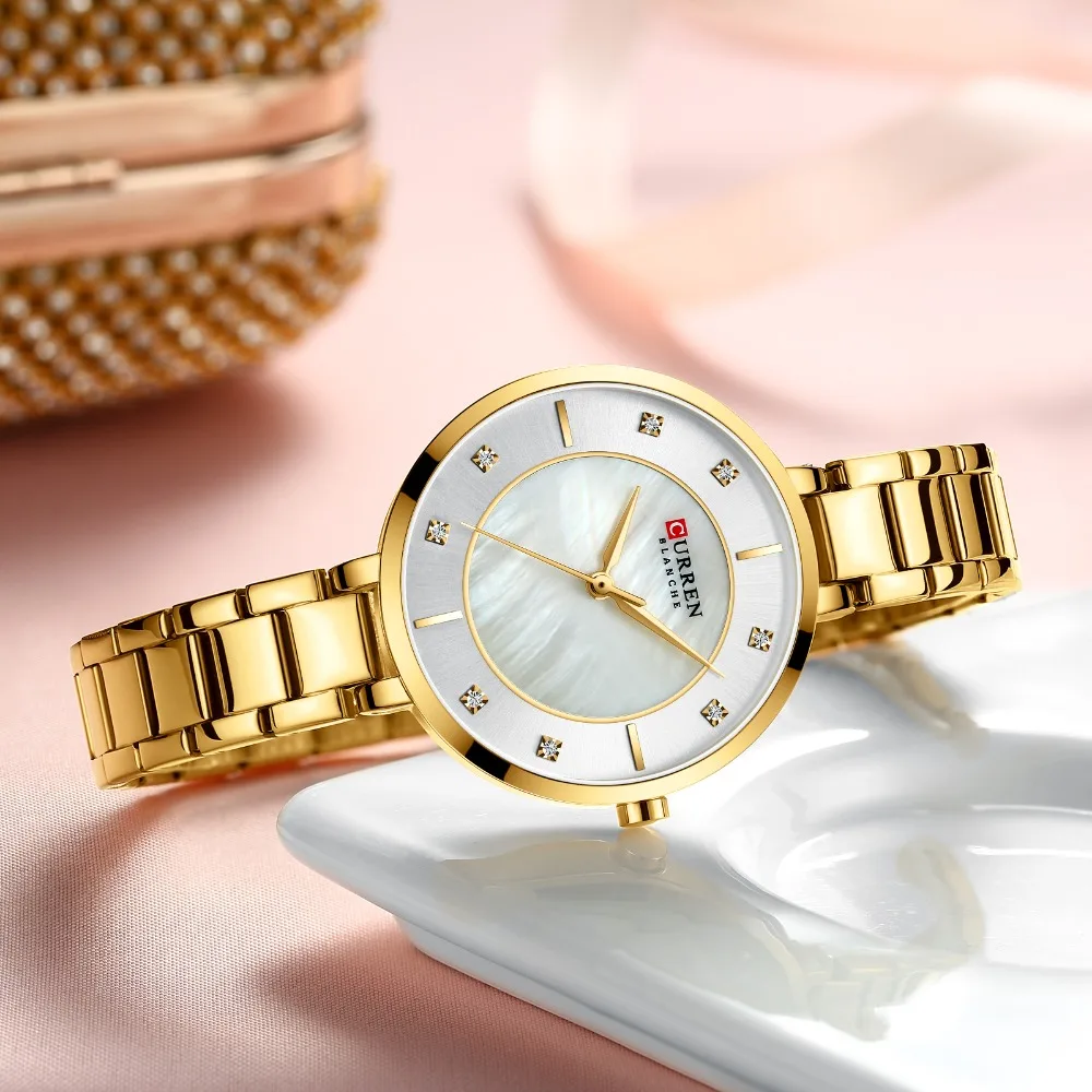 CURREN часы Для женщин роскошный Кристалл Rhinestone Кварцевые для дам романтический