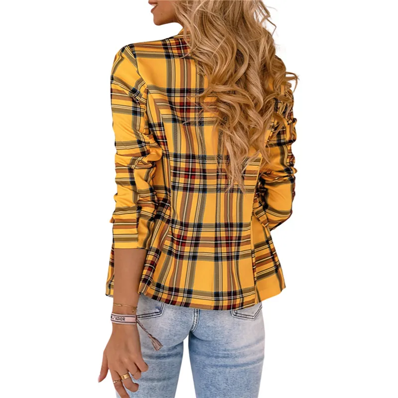 Women's Casual Check Plaid Long Sleeve Lapel Buttons Work Office Jacket Blazer Suit
Women's Casual Check Plaid Long Sleeve Lapel Buttons Work Office Jacket Blazer Suit