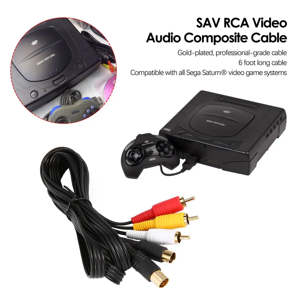 Позолоченный SAV RCA Видео Аудио Композитный кабель для Sega Saturn S-Video AV | Электроника
