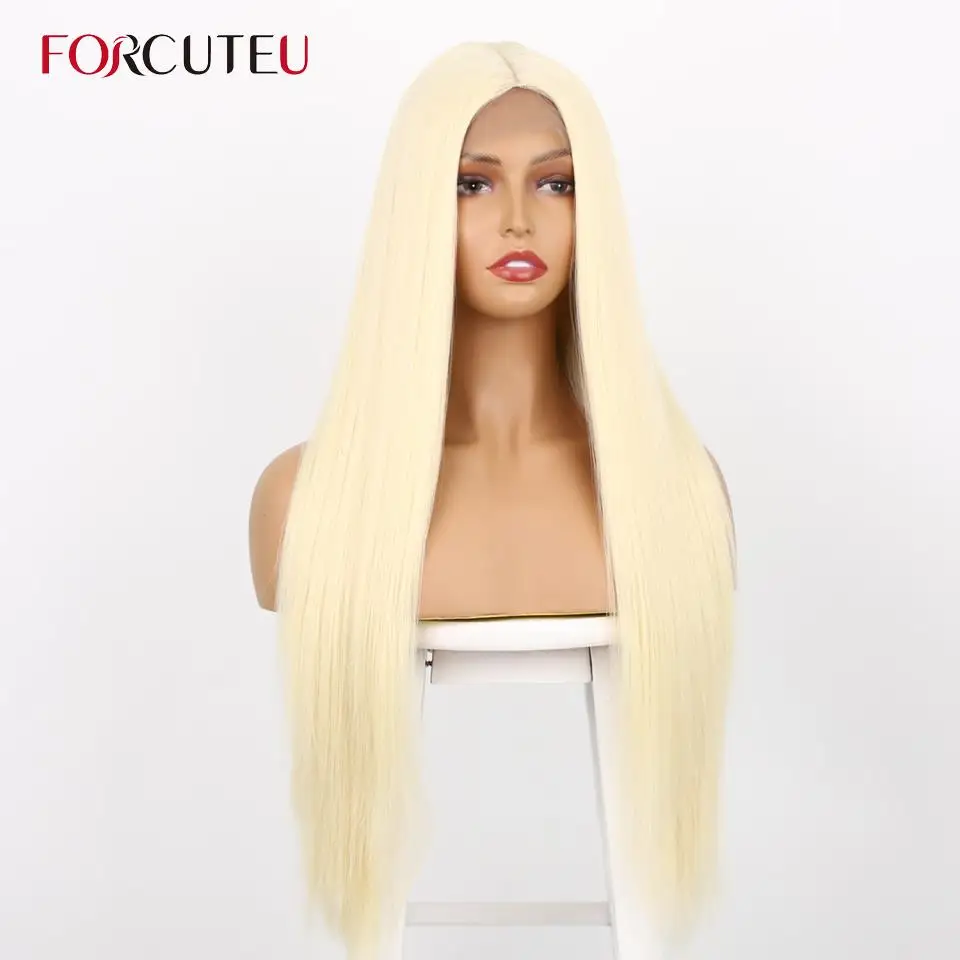 FORCUTEU 60 613 Blonde Synthetic Lace Wigs Long Straight Blond Natural Hairline Women Wig for Black Women Middle Part Red Purple 
FORCUTEU 60 613 Blonde Synthetic Lace Wigs Long Straight Blond Natural Hairline Women Wig for Black Women Middle Part Red Purple