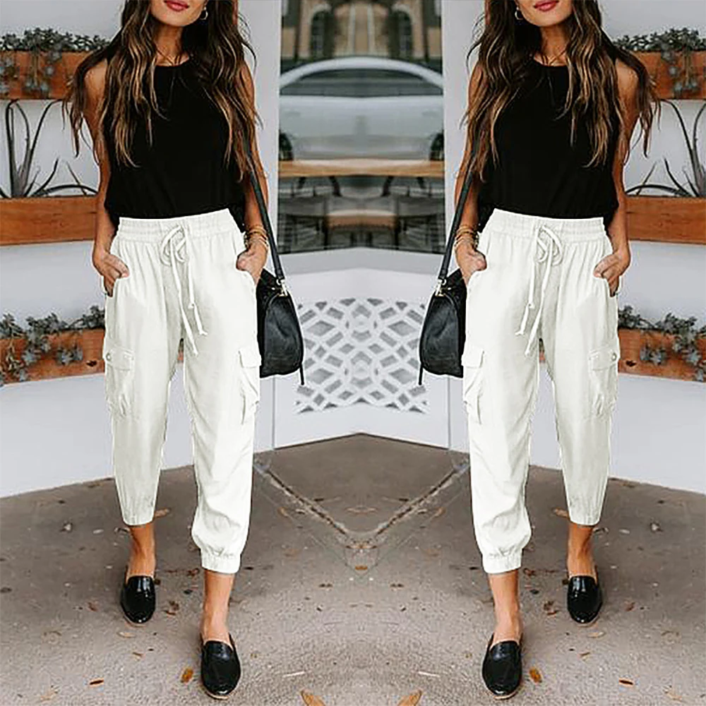 Casual Pants Women Clothing Solid Pants Women Pocket Drawstring Trousers Summer Loose Women Bottoms Pants
Casual Pants Women Clothing Solid Pants Women Pocket Drawstring Trousers Summer Loose Women Bottoms Pants