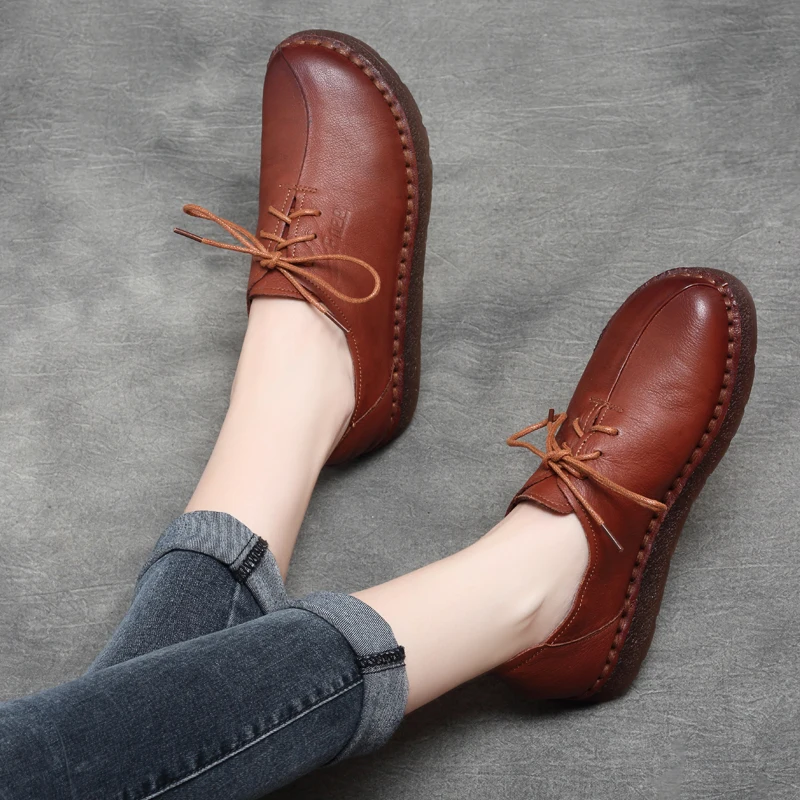 Women Leather Flats Black Casual Shoes Autumn Women Plus Size 43 Flats Women Handmade Genuine Leather Shoes Soft Bottom Lace Up
Women Leather Flats Black Casual Shoes Autumn Women Plus Size 43 Flats Women Handmade Genuine Leather Shoes Soft Bottom Lace Up