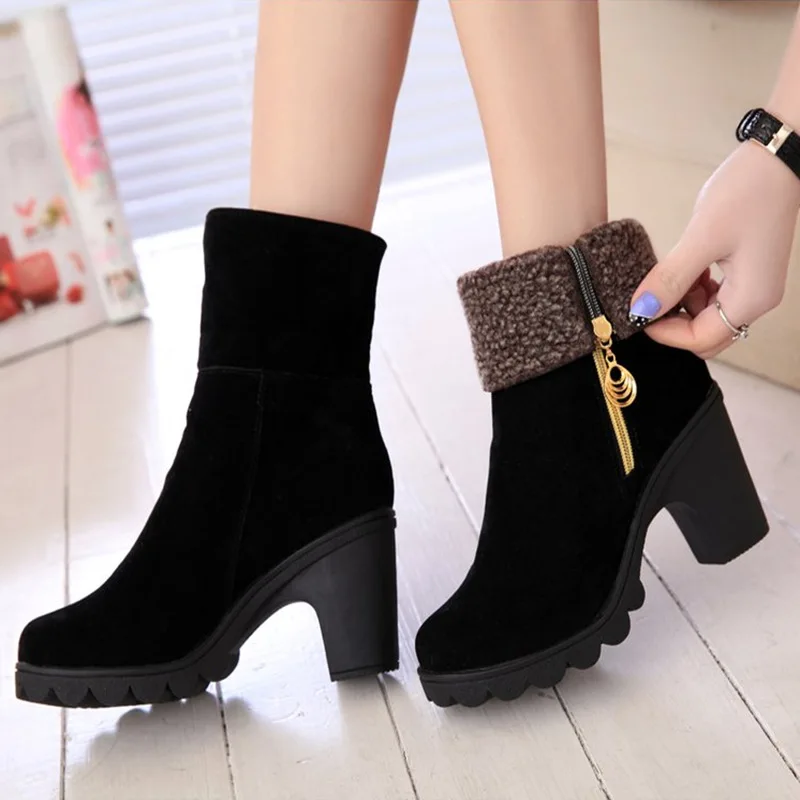 Autumn Women Ankle Boots Female High Heel Shoes Flock Fashion Zipper Chunky Heels Short Botas For Ladies Casual Footwear
Autumn Women Ankle Boots Female High Heel Shoes Flock Fashion Zipper Chunky Heels Short Botas For Ladies Casual Footwear