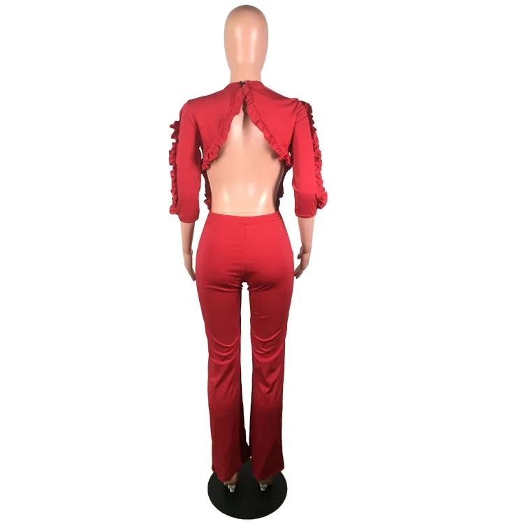 Autumn new fashion solid color party Jumpsuit slim fit o-neck long sleeve women's shirt pants
Autumn new fashion solid color party Jumpsuit slim fit o-neck long sleeve women's shirt pants