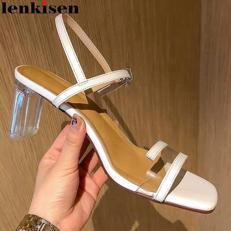 Lenkisen cow leather high street fashion big size big square toe high crystal heels buckle straps office lady women sandals L0f2
Lenkisen cow leather high street fashion big size big square toe high crystal heels buckle straps office lady women sandals L0f2