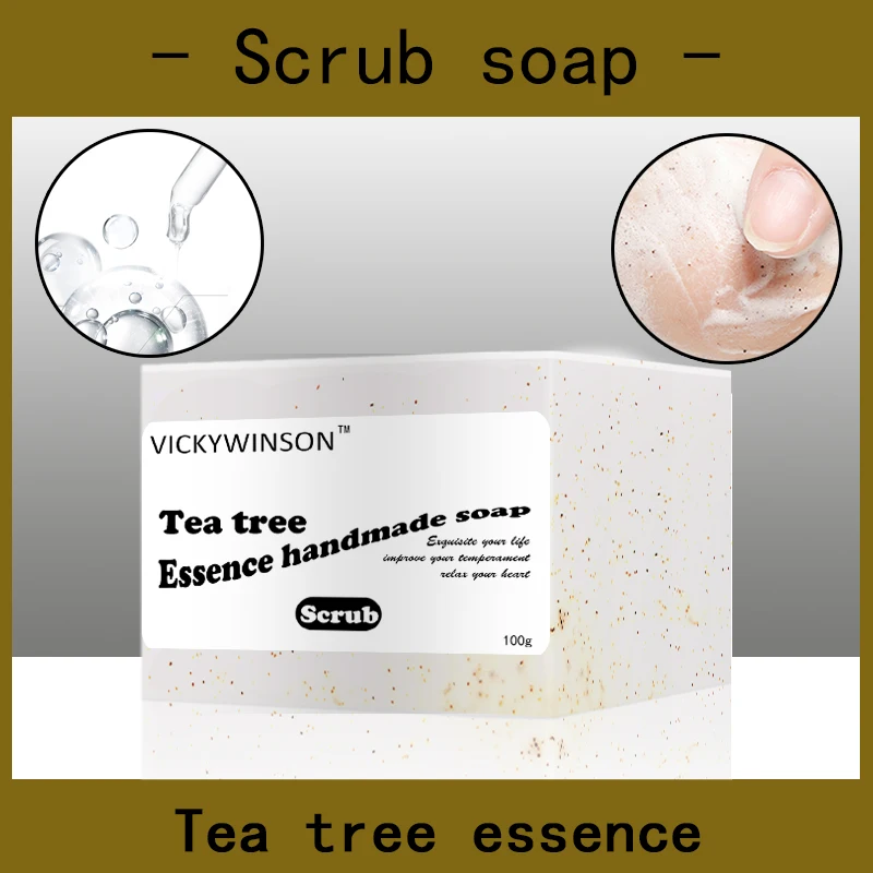 Tea tree essence scrub soap handmade Soap 100g Amino acid soaps Acne Treatment Serum Acne Cream Pimple Remover Skin Care
Tea tree essence scrub soap handmade Soap 100g Amino acid soaps Acne Treatment Serum Acne Cream Pimple Remover Skin Care