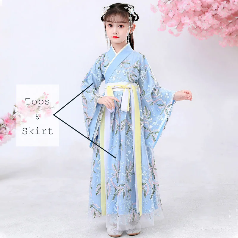 2021 New Fairy Hanfu For Girls Blue Princess Dress Chinese Style Outfits Performance Costume Folk Dance Wear Festival Clothing
2021 New Fairy Hanfu For Girls Blue Princess Dress Chinese Style Outfits Performance Costume Folk Dance Wear Festival Clothing