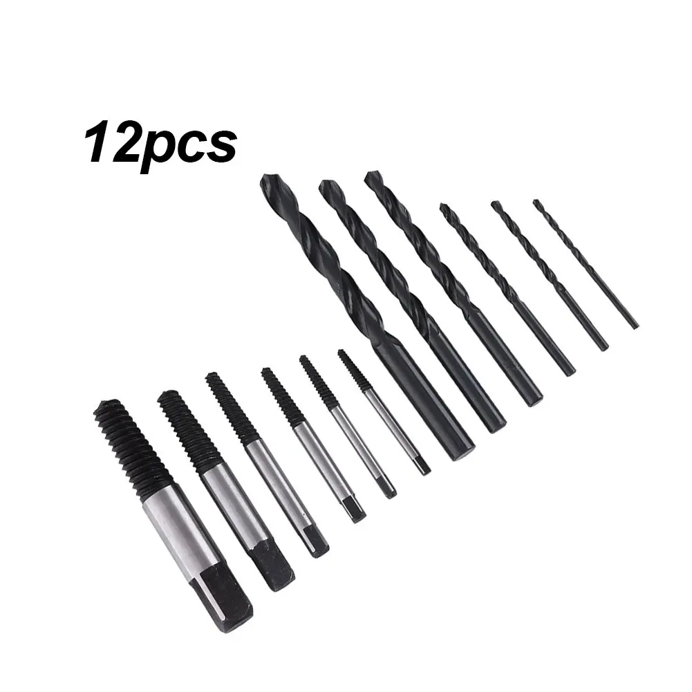 12PCS Screw Extractors Drill Bits Set High Speed Steel Extractor Set 6 Supporting Drill Bit Power Tool Accessories With Box 
12PCS Screw Extractors Drill Bits Set High Speed Steel Extractor Set 6 Supporting Drill Bit Power Tool Accessories With Box