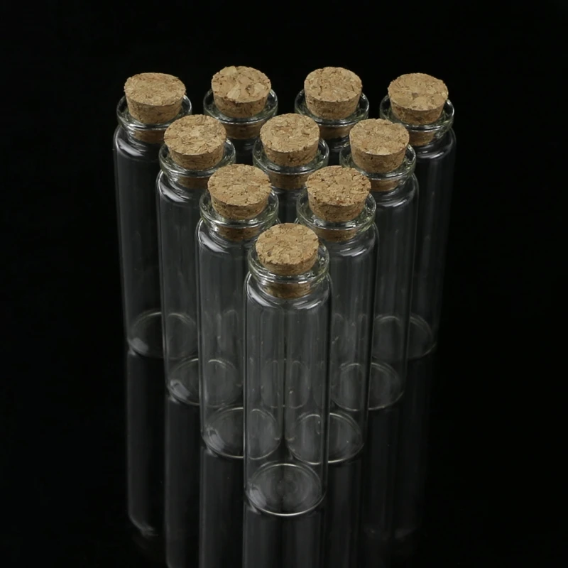 10pcs Mini Glass Wish Bottle Vial with Cork Stopper Storage Pendant 20mL