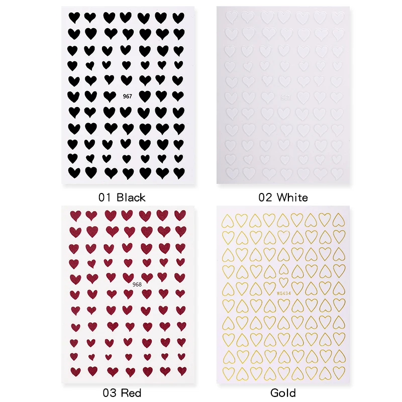 Red Black White Gold 3D Nail Sticker Valentines's Day Love Heart Pattern Nail Decals Slider DIY Nail Art Decoration
Red Black White Gold 3D Nail Sticker Valentines's Day Love Heart Pattern Nail Decals Slider DIY Nail Art Decoration