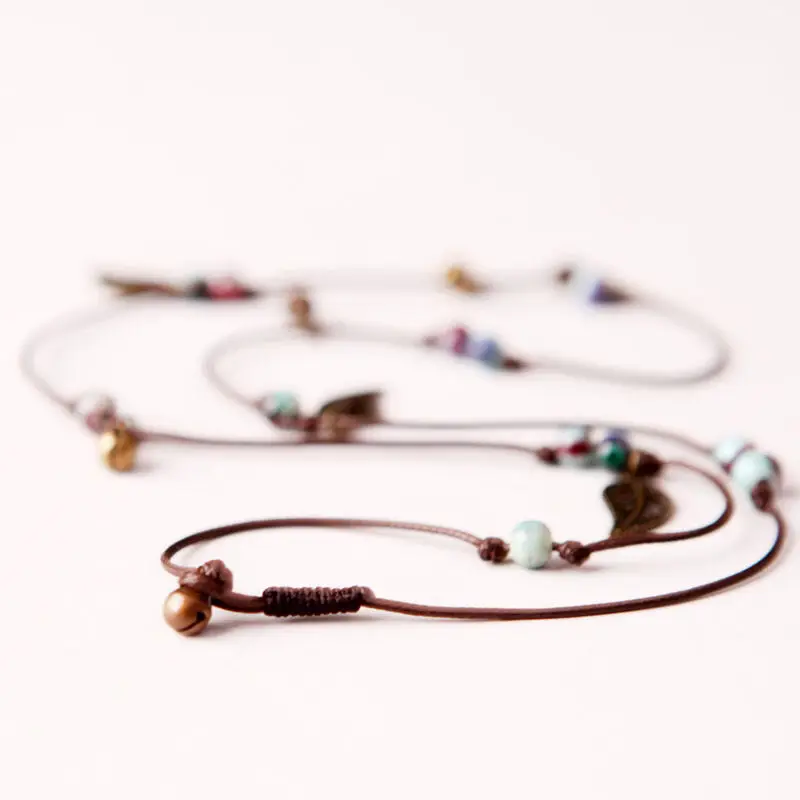 Simple original art forest ethnic wind bell leaves, retro students weaving multilayer ceramic bracelet female
Simple original art forest ethnic wind bell leaves, retro students weaving multilayer ceramic bracelet female