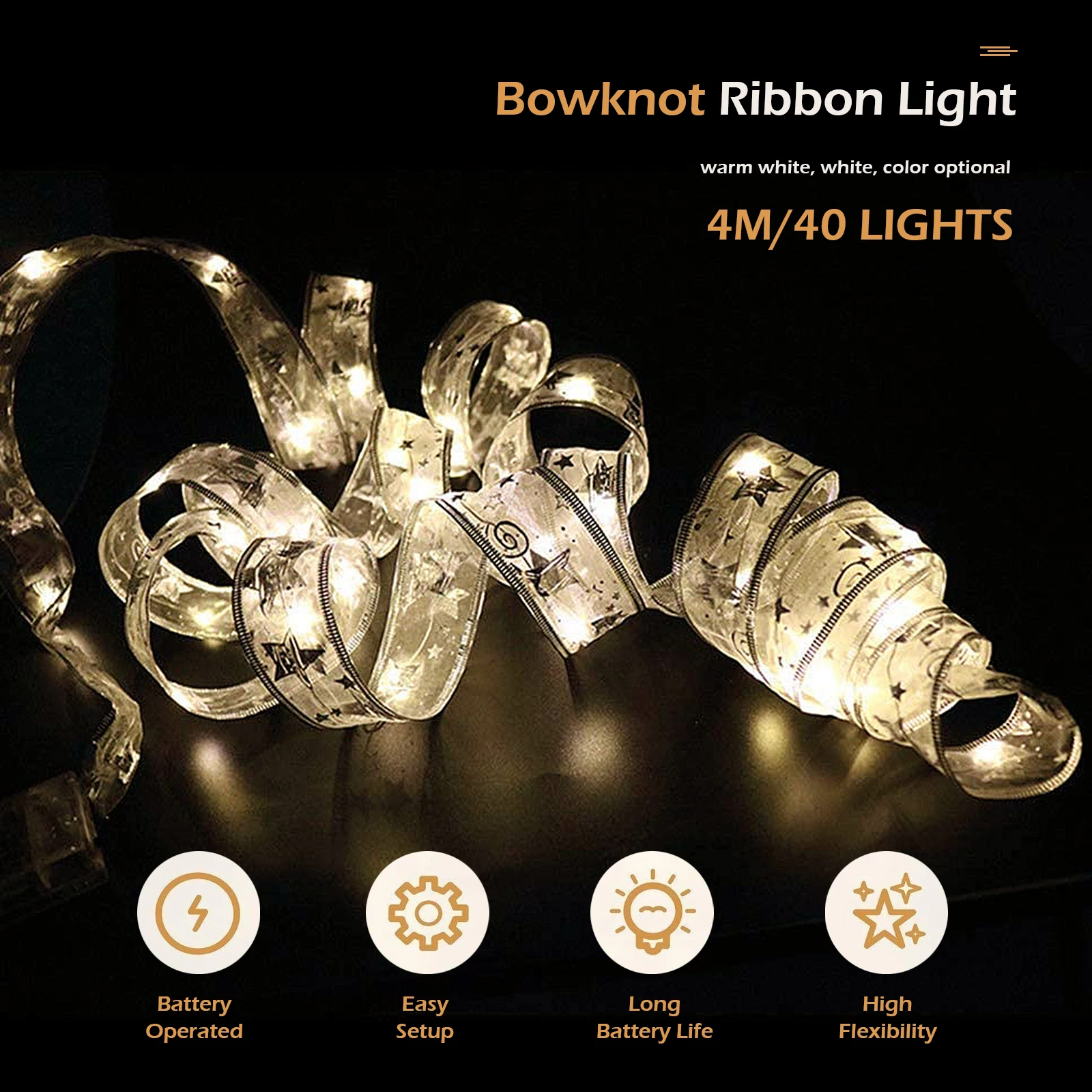Fairy Light String Waterproof 40 LED Ribbon Christmas Light for Party Xmas Decor Wedding Home Indoor Decoration
Fairy Light String Waterproof 40 LED Ribbon Christmas Light for Party Xmas Decor Wedding Home Indoor Decoration