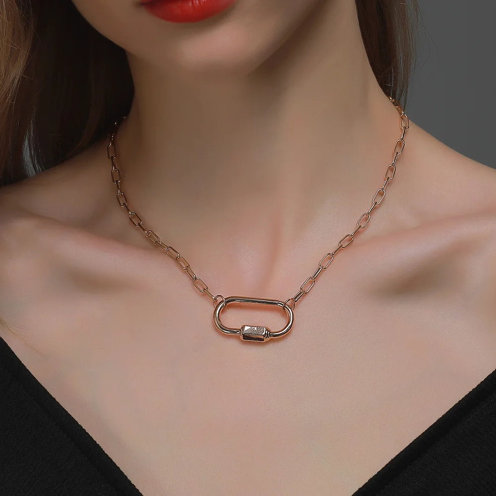 Cold Wind Chain Oval Screw Buckle Necklace Niche Design High-End Sense Of Clavicle Chain Retro Light Luxury NecklaceQW129
Cold Wind Chain Oval Screw Buckle Necklace Niche Design High-End Sense Of Clavicle Chain Retro Light Luxury NecklaceQW129