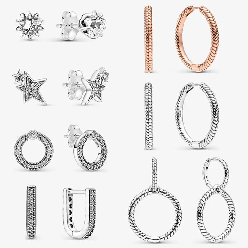 Authentic S925 Sterling Silver New Shining Star Double Ring Earrings Women's Fashion Silver Earrings Jewelry Gifts
Authentic S925 Sterling Silver New Shining Star Double Ring Earrings Women's Fashion Silver Earrings Jewelry Gifts