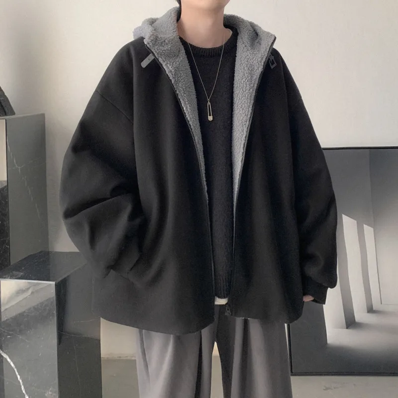 Winter Thick Lamb Fur Jacket Men's Warm Fashion Retro Hooded Woolen Coat Men Loose Korean Short Coat Mens Woolen Jackets Clothes 
Winter Thick Lamb Fur Jacket Men's Warm Fashion Retro Hooded Woolen Coat Men Loose Korean Short Coat Mens Woolen Jackets Clothes